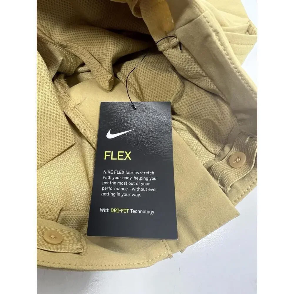 Nike Youth Sz Med Tan/Gold Golf Flex Performance Chinos Shorts NWT